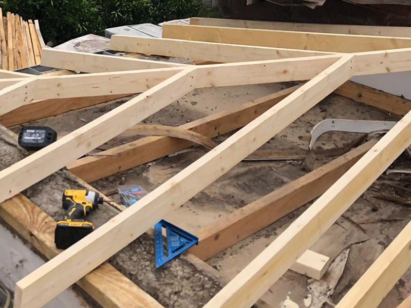 Roof carpentry including fascia boards and timber framing